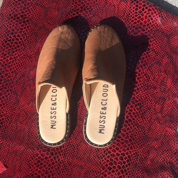 Musse & Cloud Tan Leather Slip on Slide SZ 38 - Picture 1 of 5